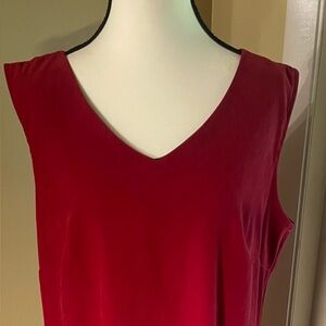 Vintage 90s Velvet Floral Sleeveless V-Neck Sheath Dress Red  Sz 12 Feminine